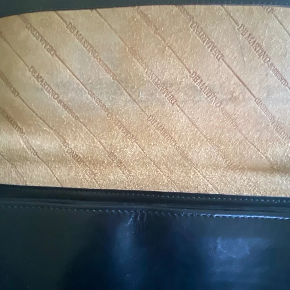 De‎ Martino Sorrento Black Leather Laptop School Briefcase Brass Hardware Italy